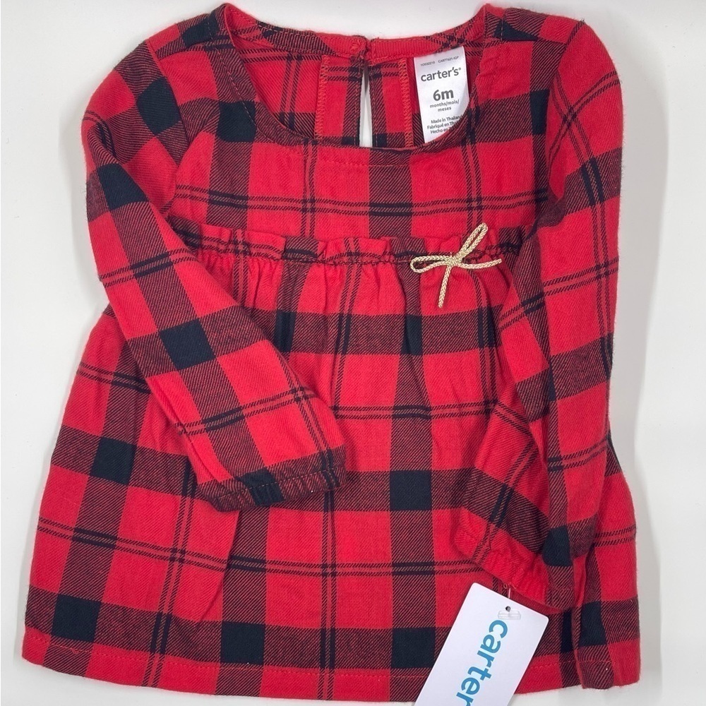 CARTER’S Red and Black Plaid Dress or Top 6m New